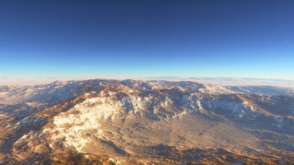 landscape on planet Mars, scenic desert scene on the red planet
