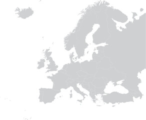 Blue Map of Malta within gray map of European continent