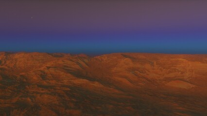 landscape on planet Mars, scenic desert scene on the red planet
