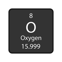 Oxygen symbol. Chemical element of the periodic table. Vector illustration.