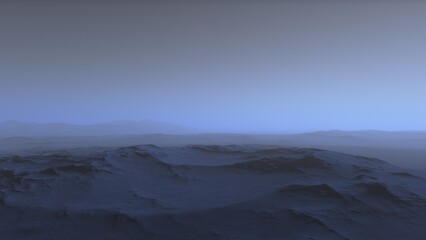Mars like red planet, with arid landscape, rocky hills and mountains, for space exploration and science fiction backgrounds.
