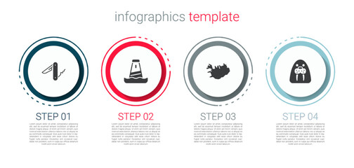 Set Swiss army knife, Lighthouse, Map of Iceland and Walrus animal. Business infographic template. Vector