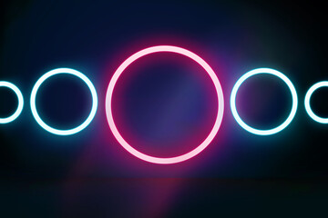 Neon circle lights Digital for musical, party dance, bar, background