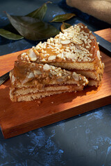Coffee cake with almonds and jam
