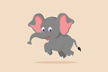 Cute elephant animal. Color animal concept. Flat vector illustrations isolated.