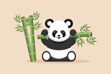 Cute panda animal. Color animal concept. Flat vector illustrations isolated.