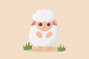 Obraz premium Cute sheep animal. Color animal concept. Flat vector illustrations isolated.