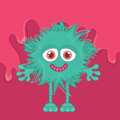 Isolated cute green hairy monster with a smile Vector