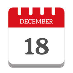 December 18 calendar flat icon