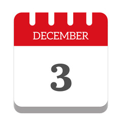 December 3 calendar flat icon