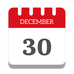 December 30 calendar flat icon