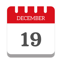 December 19 calendar flat icon
