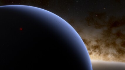 Naklejka premium Planets and galaxy, science fiction wallpaper. Beauty of deep space. Billions of galaxy in the universe Cosmic art background 3d render 