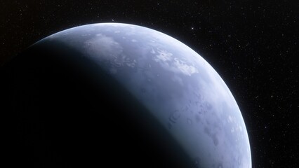 super-earth planet, realistic exoplanet, planet suitable for colonization, earth-like planet in far space, planets background 3d render
