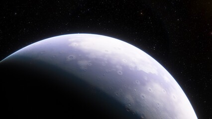 super-earth planet, realistic exoplanet, planet suitable for colonization, earth-like planet in far space, planets background 3d render
