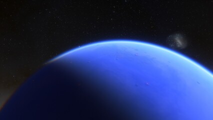 super-earth planet, realistic exoplanet, planet suitable for colonization, earth-like planet in far space, planets background 3d render
