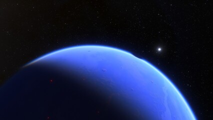 Fototapeta na wymiar super-earth planet, realistic exoplanet, planet suitable for colonization, earth-like planet in far space, planets background 3d render 