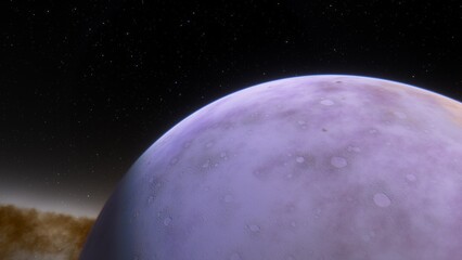 Obraz premium super-earth planet, realistic exoplanet, planet suitable for colonization, earth-like planet in far space, planets background 3d render 