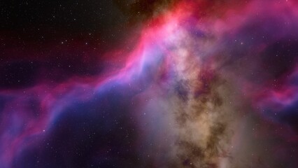 bright nebula, nebula in space, majestic red-purple nebula, beautiful space background 3D render
