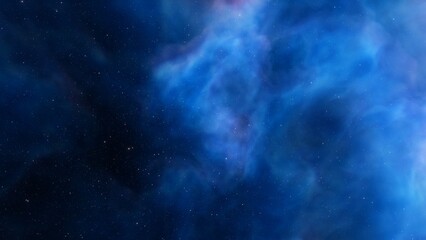 Cosmic background with a blue purple nebula and stars
