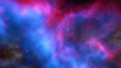 Cosmic background with a blue purple nebula and stars

