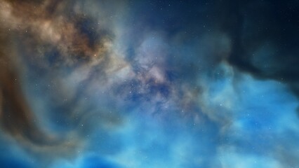 Cosmic background with a blue purple nebula and stars
