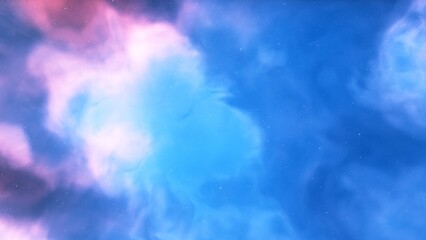 Cosmic background with a blue purple nebula and stars
