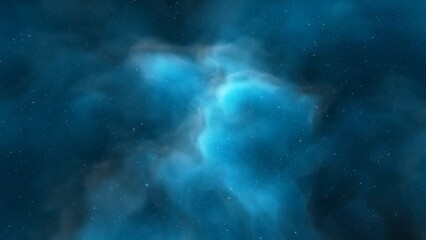 Cosmic background with a blue purple nebula and stars
