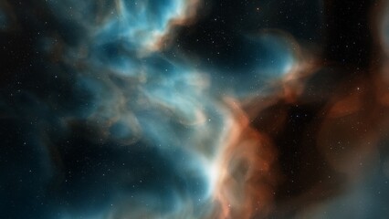 Cosmic background with a blue purple nebula and stars
