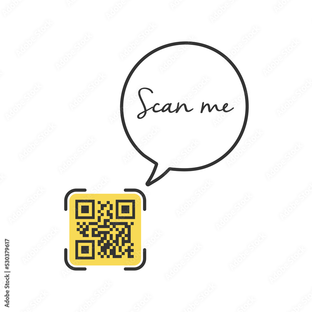 Poster qr code for smartphone. inscription scan me with smartphone icon. qr code for payment.