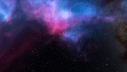 Deep space nebula with stars. Bright and vibrant Multicolor Starfield Infinite space outer space background with nebulas and stars. Star clusters, nebula outer space background 3d render
