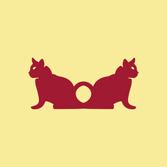 Two red cat  vector animal logo 