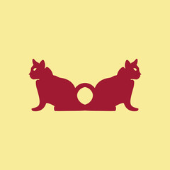 Two red cat  vector animal logo 