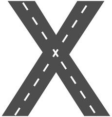 Letter X, Road & Street Alphabet letter. travel concept, png.