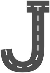 Letter J, Road & Street Alphabet letter. travel concept, png.