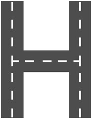 Fototapeta premium Letter H, Road & Street Alphabet letter. travel concept, png.