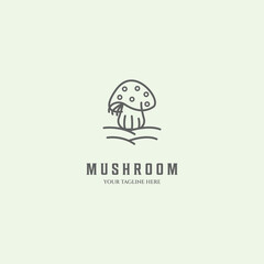 mushroom line art minimalist logo icon design