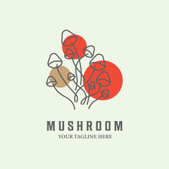 creative mushroom line art minimalist logo icon design