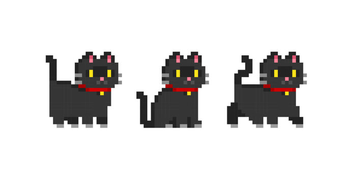 Premium AI Image  cute cat pixel art