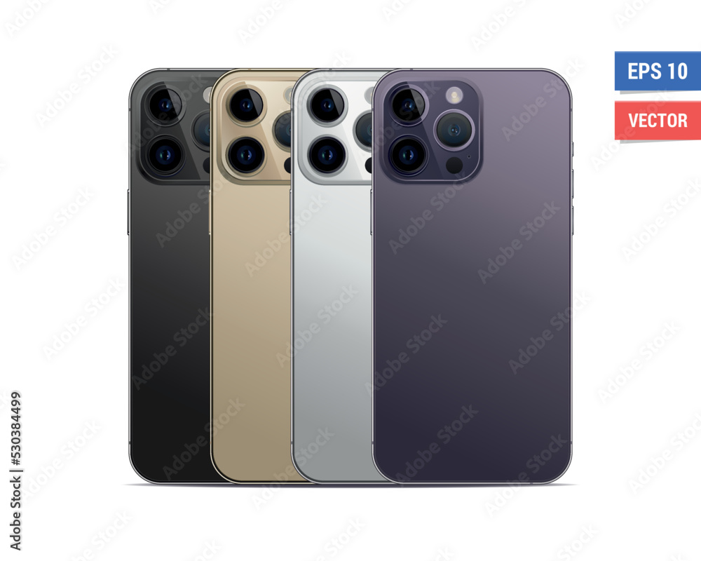 Wall mural realistic vector flat apple iphone 14 pro max back mock-up isolated on white background. scale image