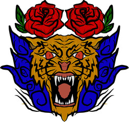 lion head design with rose.eps