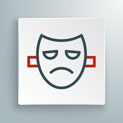 Line Drama theatrical mask icon isolated on white background. Colorful outline concept. Vector