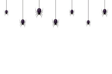 Halloween background with funny striped spiders