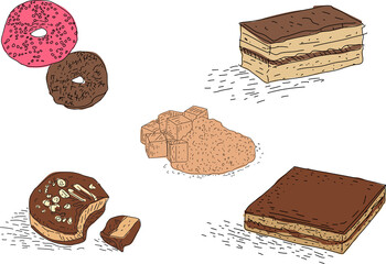 Hand drawn bakery products. Suitable for websites, Social media and layouts, Stickers, Banners, Art and collages, General use cases. png.