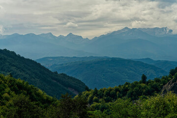 Mountain landscape with clouds