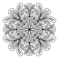 Mandala like flower or star, basic and simple mandalas Coloring Book for adults, seniors, and beginner. Digital drawing. Floral. Flower. Oriental. Book Page. Vector.
