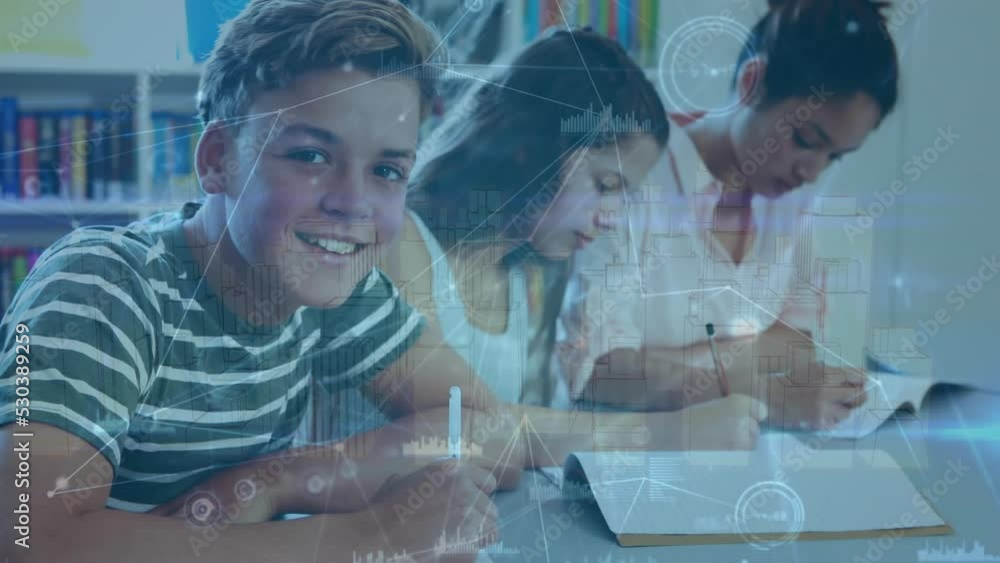 Poster animation of network of connections over students learning