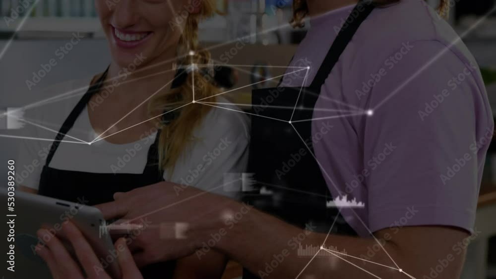 Poster animation of network of connections over diverse people using computer
