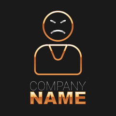 Line Angry customer icon isolated on black background. Colorful outline concept. Vector