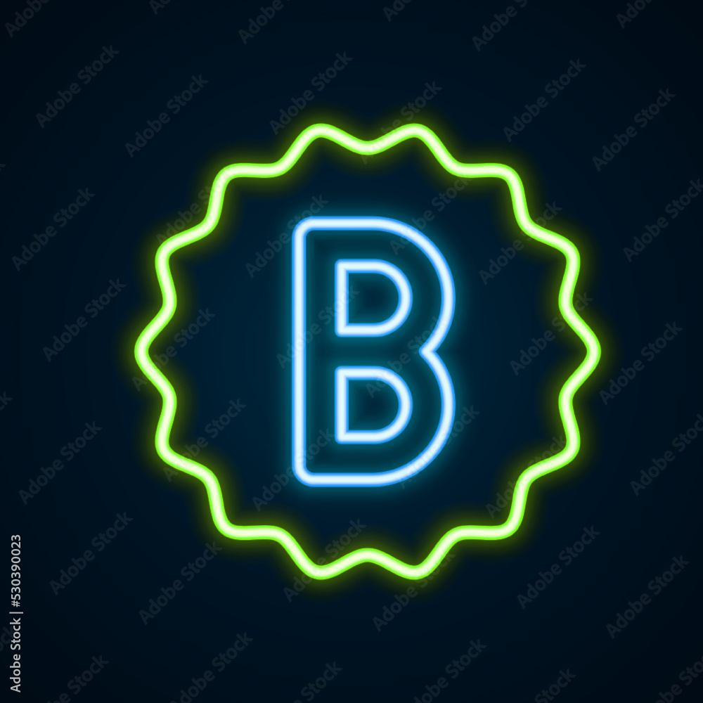 Poster glowing neon line exam paper with incorrect answers survey icon isolated on black background. bad ma